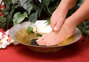 Bathroom with home soap against the fungus of the foot